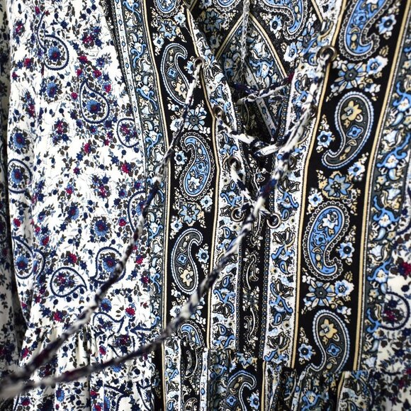 Umgee Floral Paisley Flare Sleeve Boho Tunic Small - Picture 6 of 15